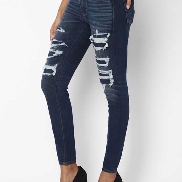 American Eagle Women Blue 360 Ne(X)T Level High Waisted Jegging - Picture 2 of 8